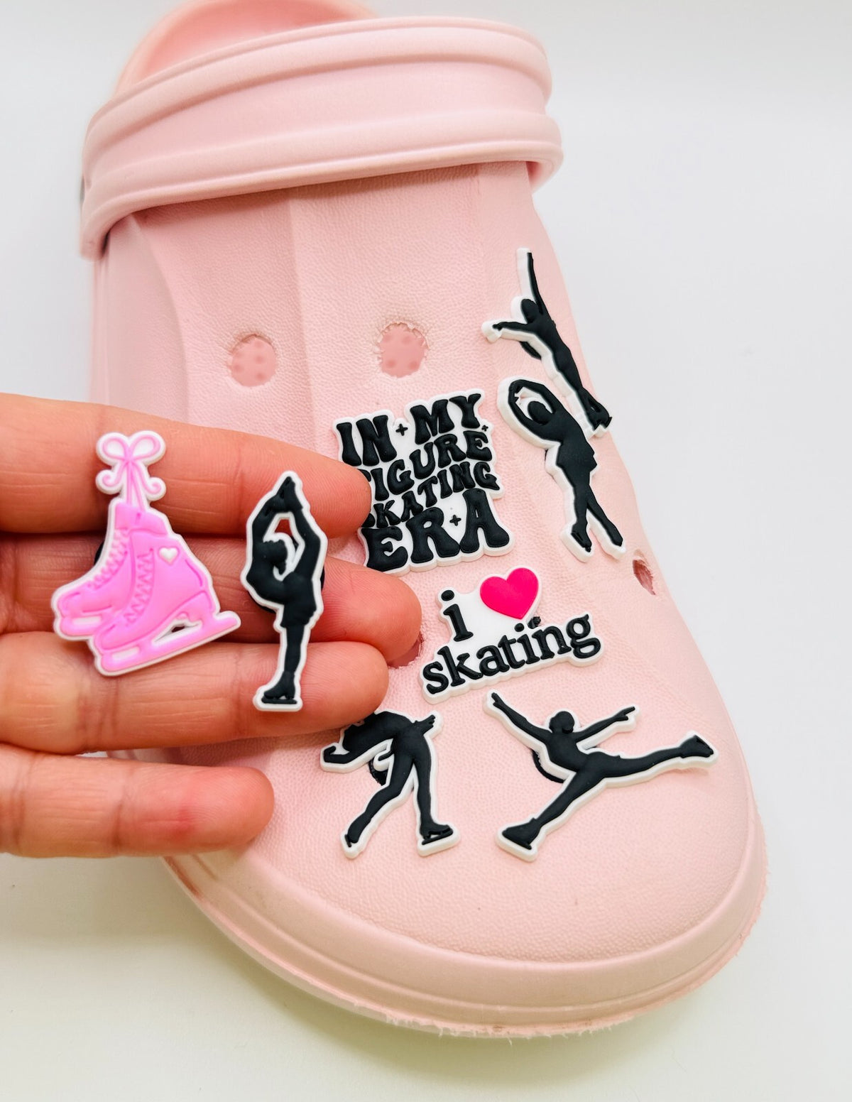 Ice Skating shoe charms, set of 8, for Crocs-style clogs