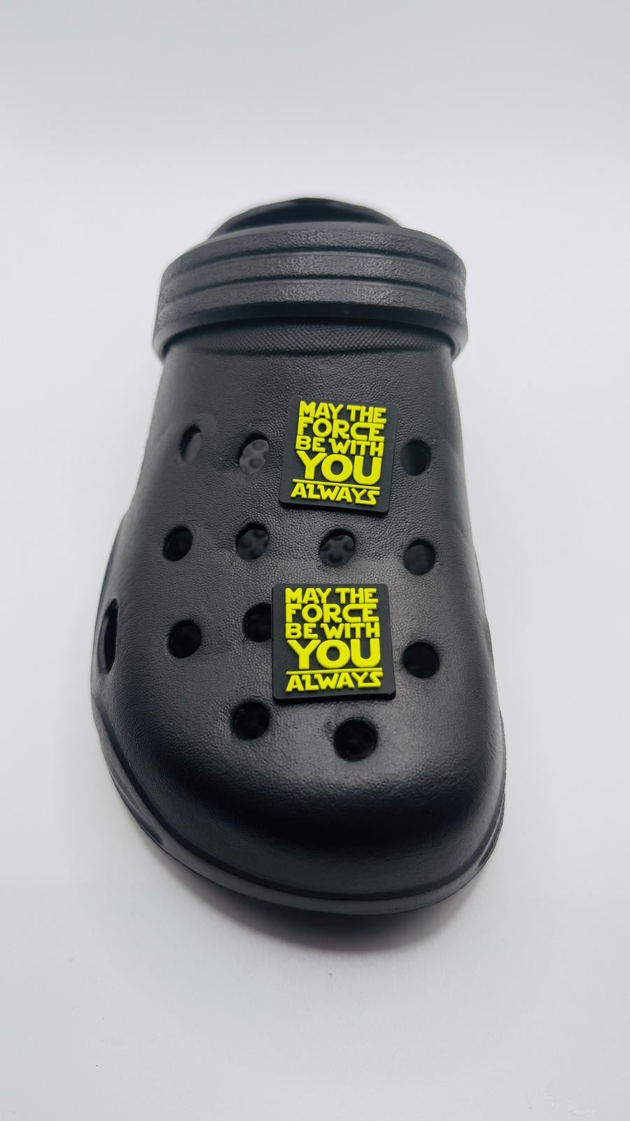 Star Wars, May the Force Quote,  shoe charms, set of 2, for Crocs-style clogs