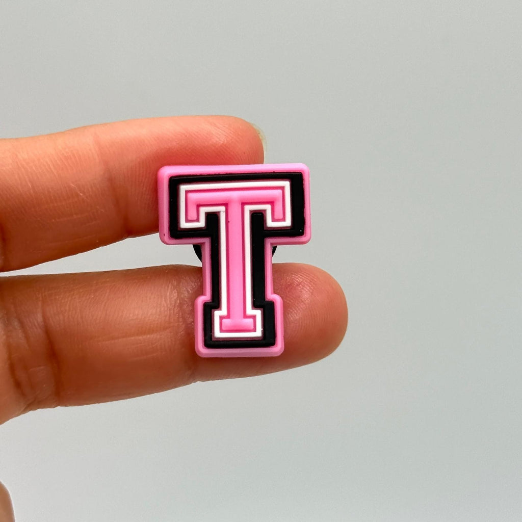 Letters Pink shoe charms for Crocs-style clogs