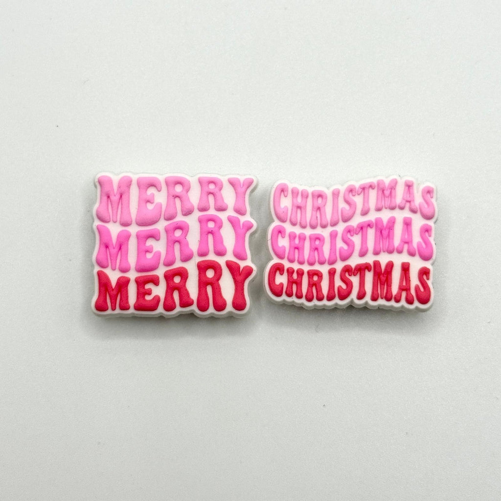 Merry Christmas shoe charms, set of 2, for Crocs-style clogs