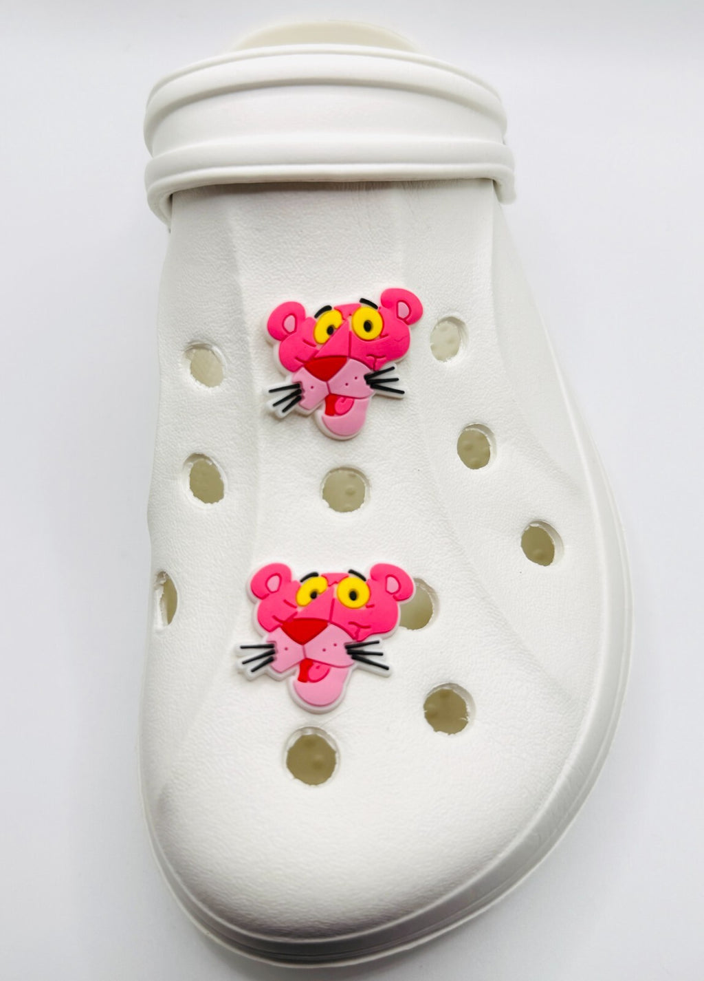 Pink Panther shoe charms, set of 2, for Crocs-style clogs