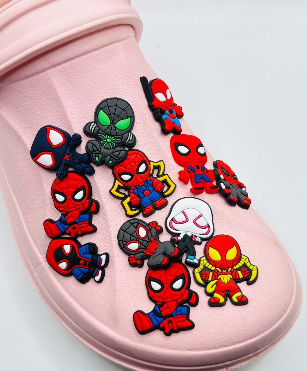 Spiderman shoe charms, set of 12, for Crocs-style clogs