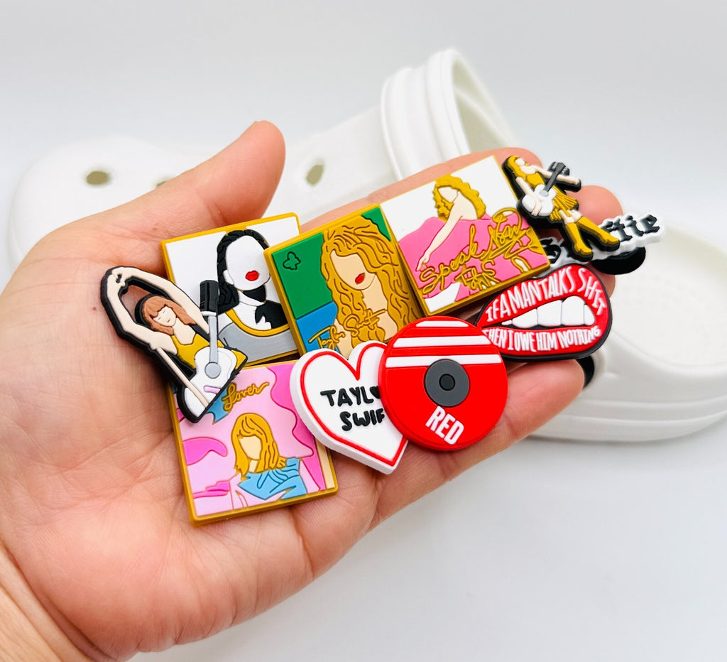Taylor Swiftie Heart shoe charms, set of 10, for Crocs-style clogs