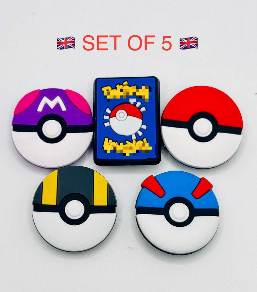 Pokémon poké balls and card shoe charms, set of 5 – photo 1