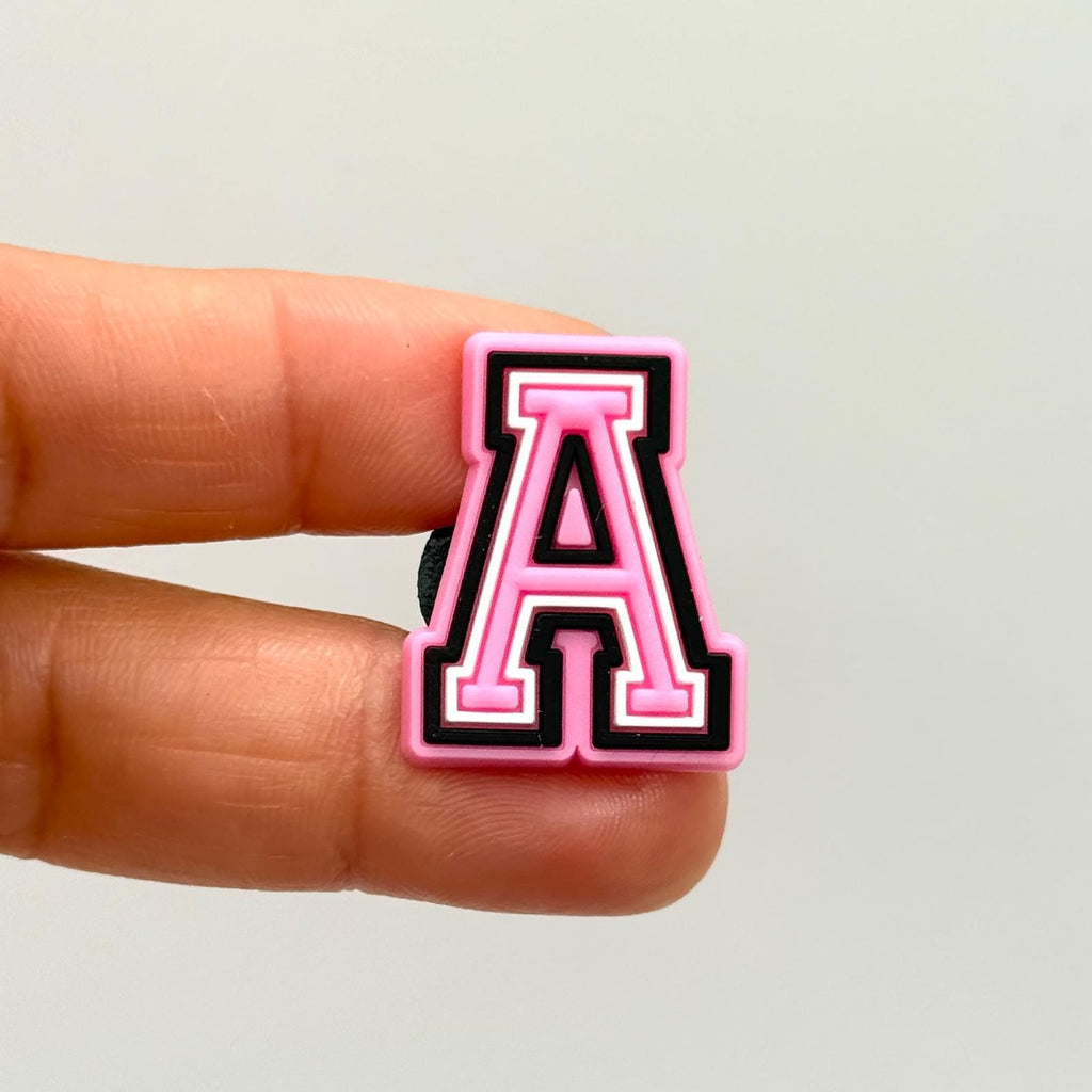 Letters Pink shoe charms for Crocs-style clogs
