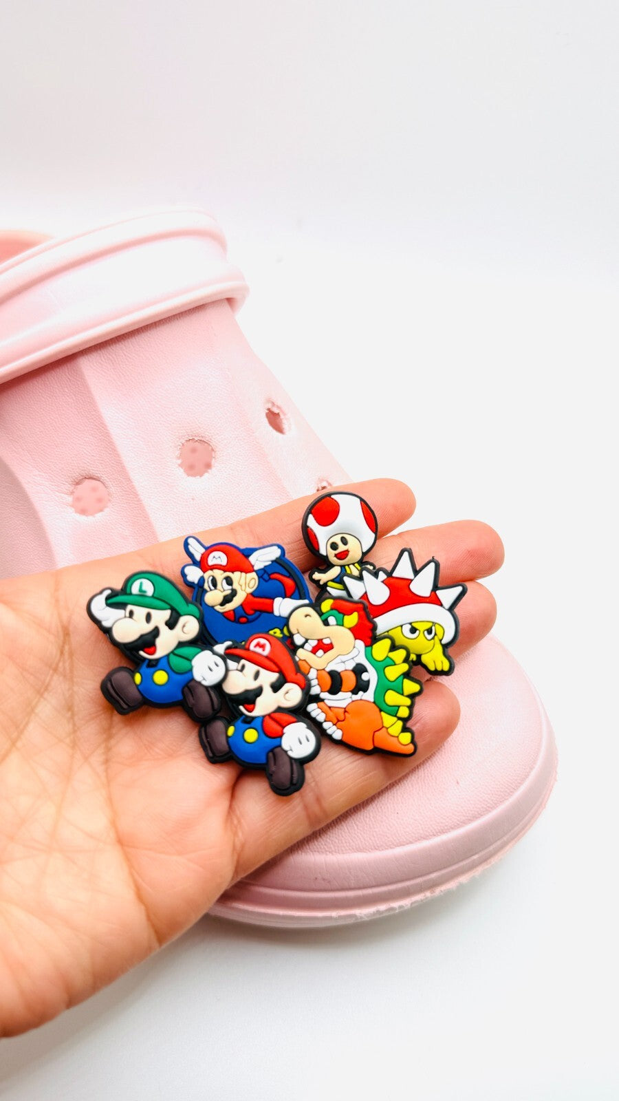 Mario shoe charms, set of 6, for Crocs-style clogs