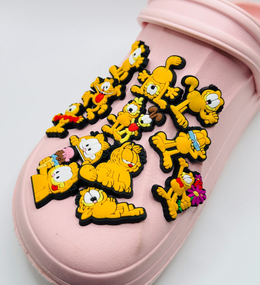 Garfield shoe charms, set of 12, for Crocs-style clogs