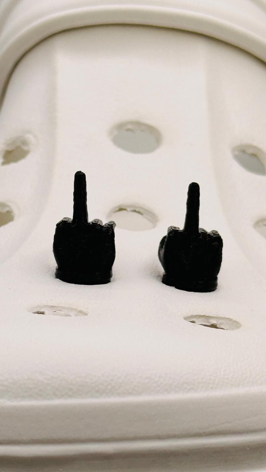Middle Finger shoe charms, set of 2, for Crocs-style clogs