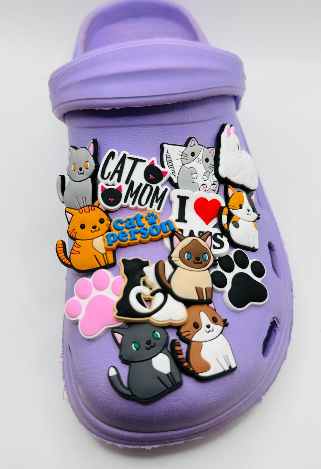 Cats shoe charms, set of 14, for Crocs-style clogs