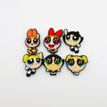 Power Puff Girls shoe charms, set of 6, for Crocs-style clogs