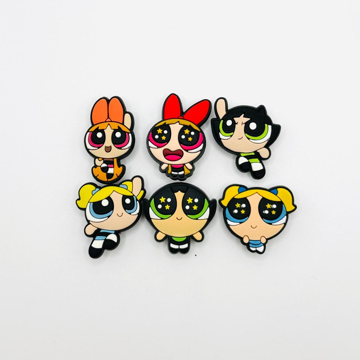 Power Puff Girls shoe charms, set of 6, for Crocs-style clogs
