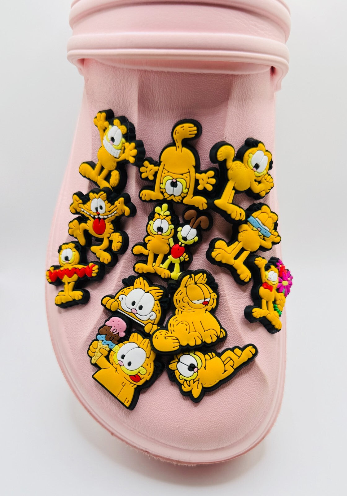 Garfield shoe charms, set of 12, for Crocs-style clogs