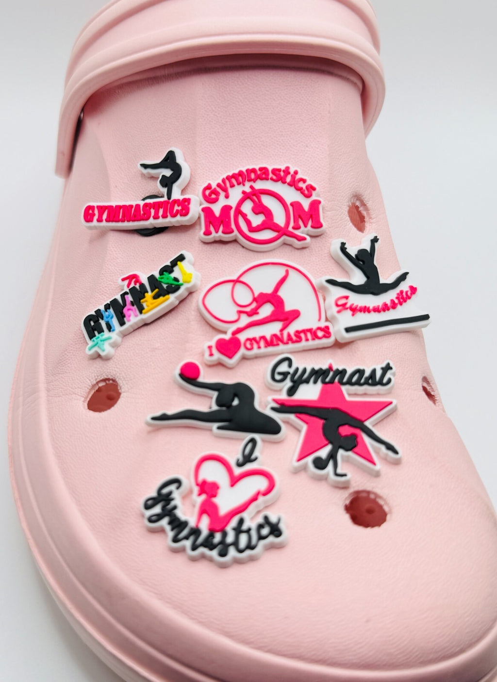 Gymnastics shoe charms, set of 8, for Crocs-style clogs