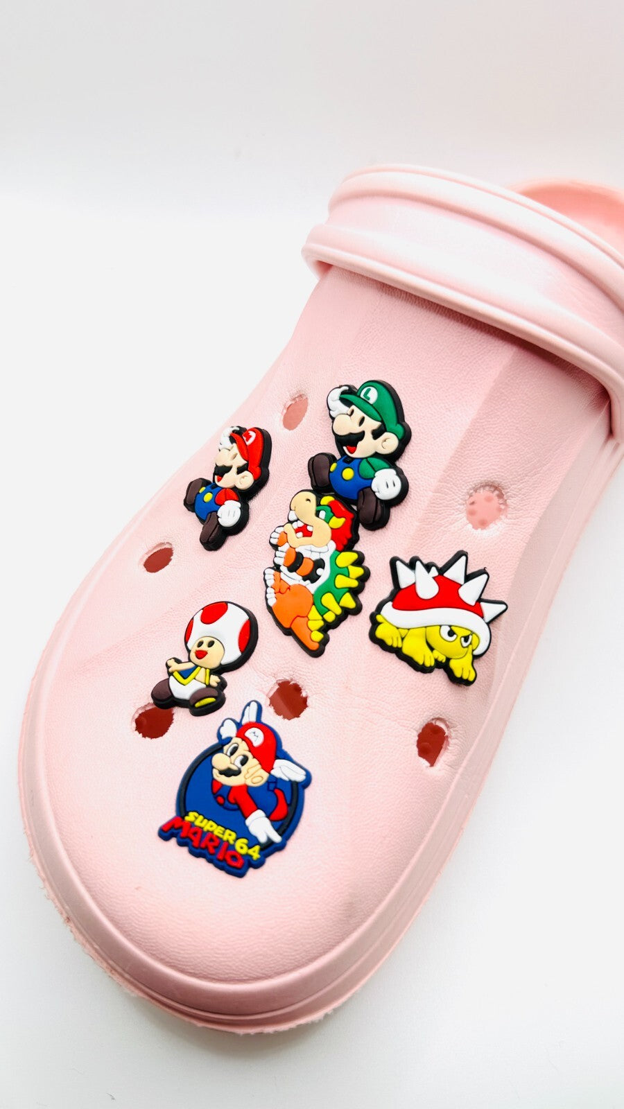Mario shoe charms, set of 6, for Crocs-style clogs