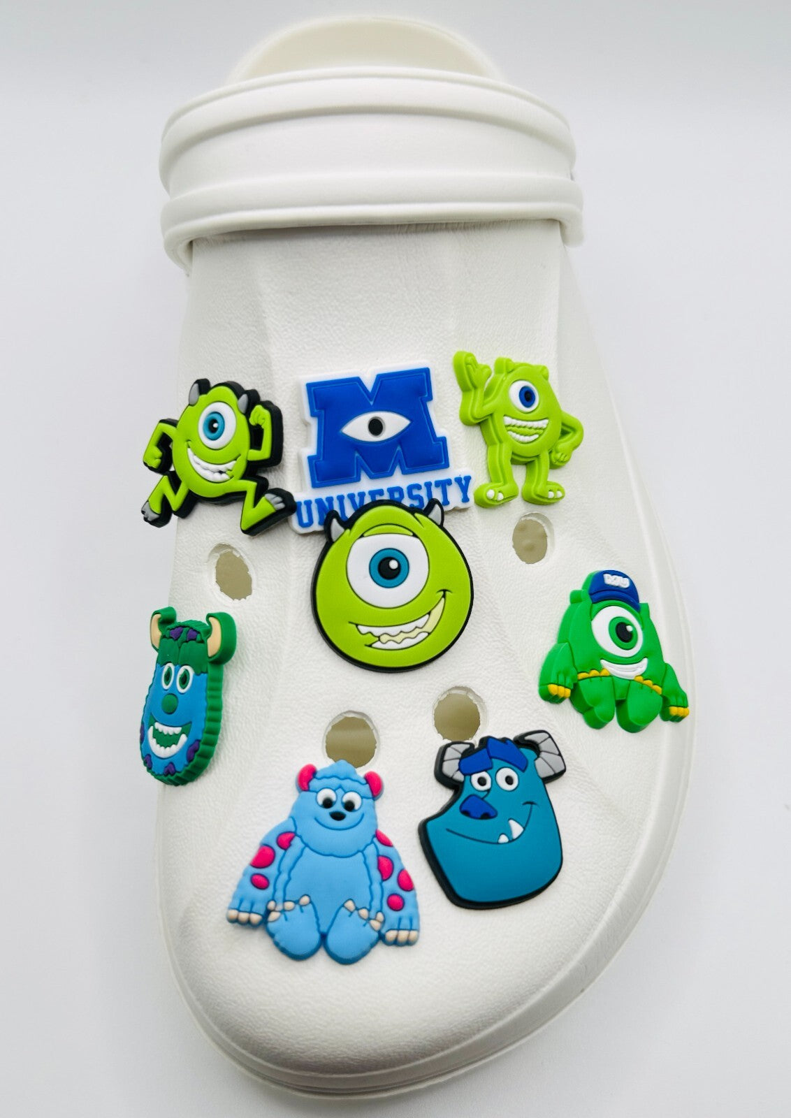Monsters Uni shoe charms, set of 8, for Crocs-style clogs