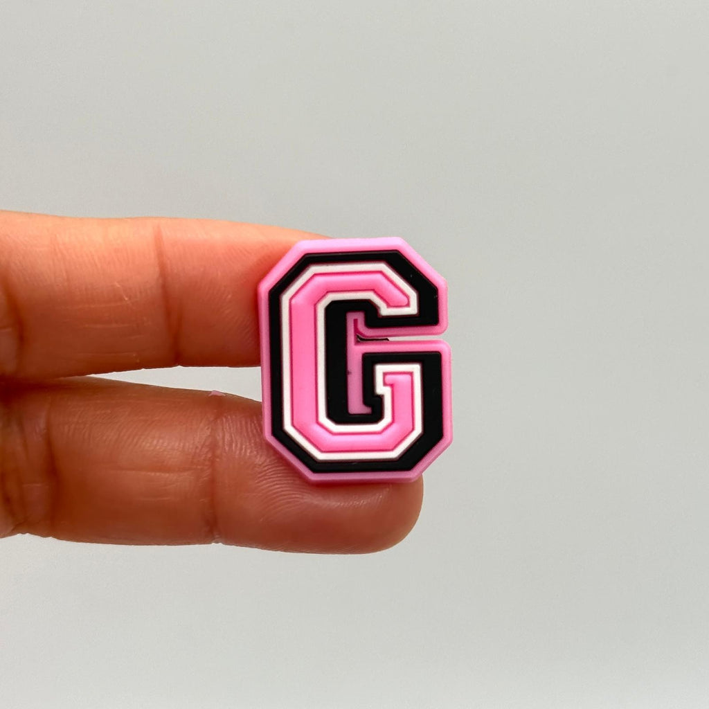 Letters Pink shoe charms for Crocs-style clogs