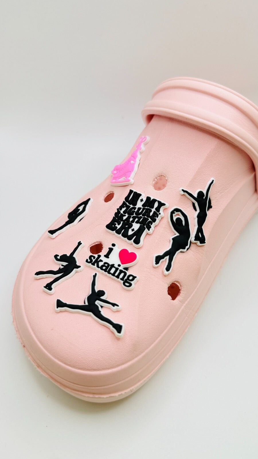 Ice Skating shoe charms, set of 8, for Crocs-style clogs