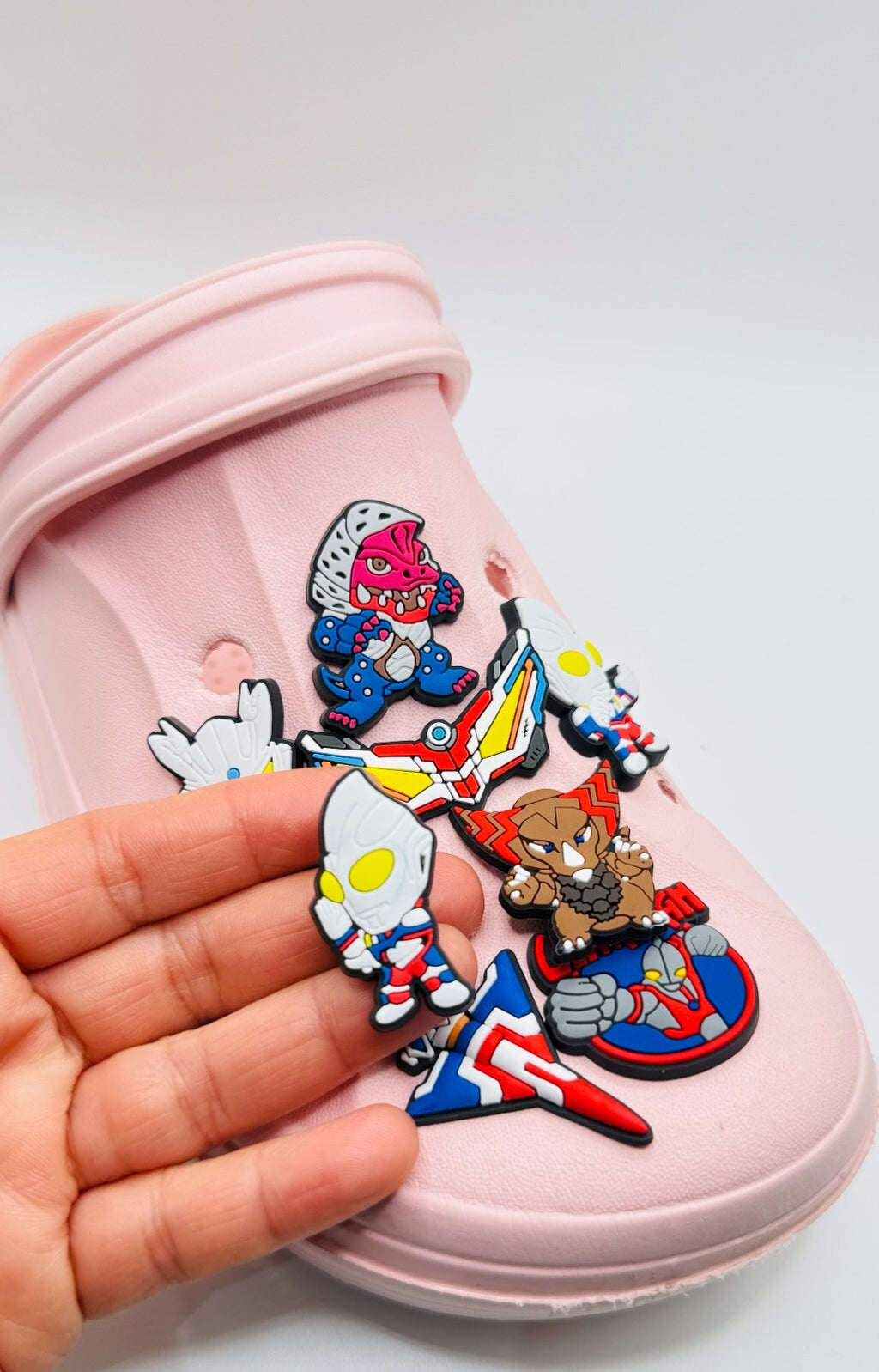 Ultraman shoe charms, set of 8, for Crocs-style clogs