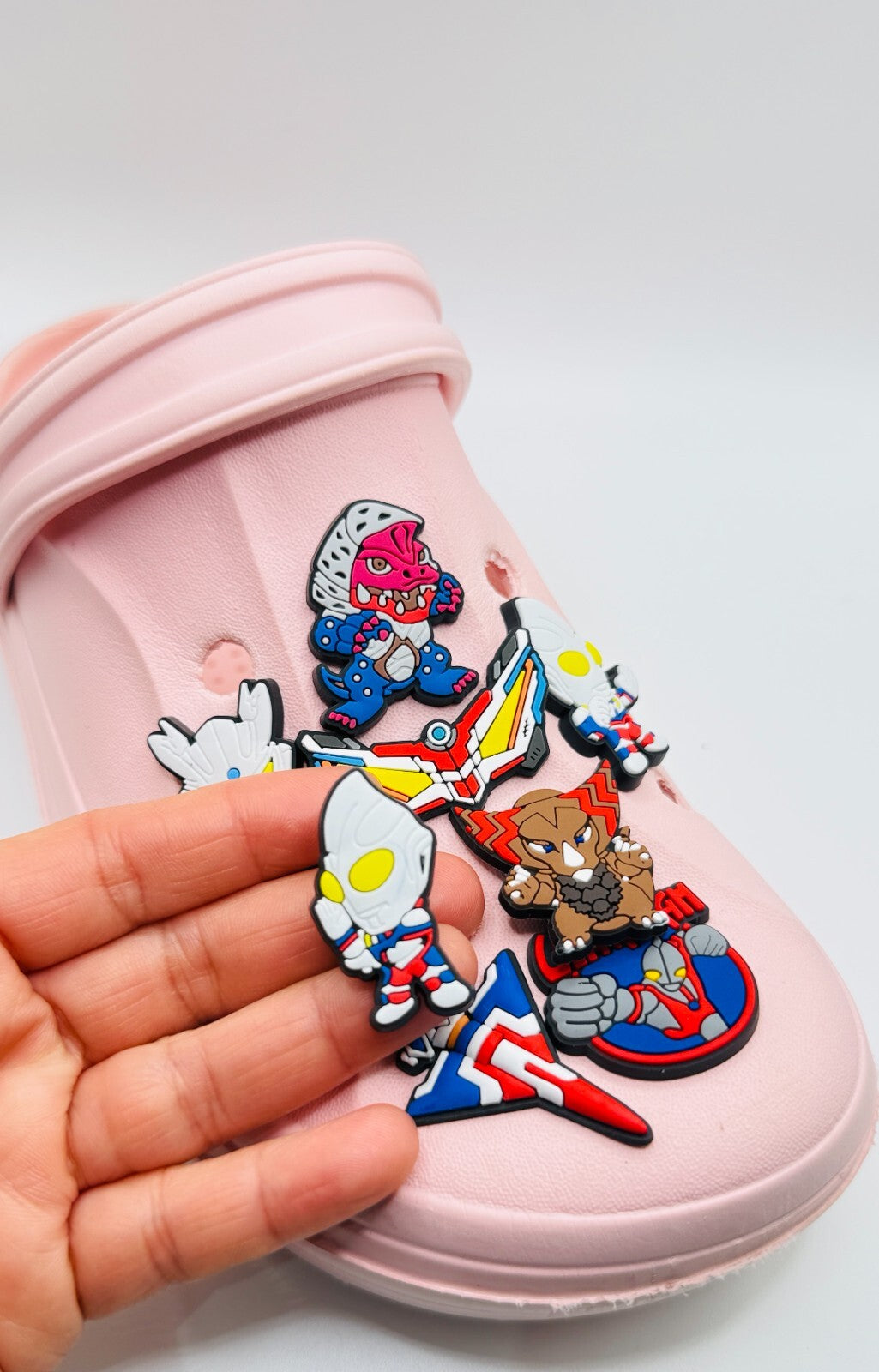 Ultraman shoe charms, set of 8, for Crocs-style clogs