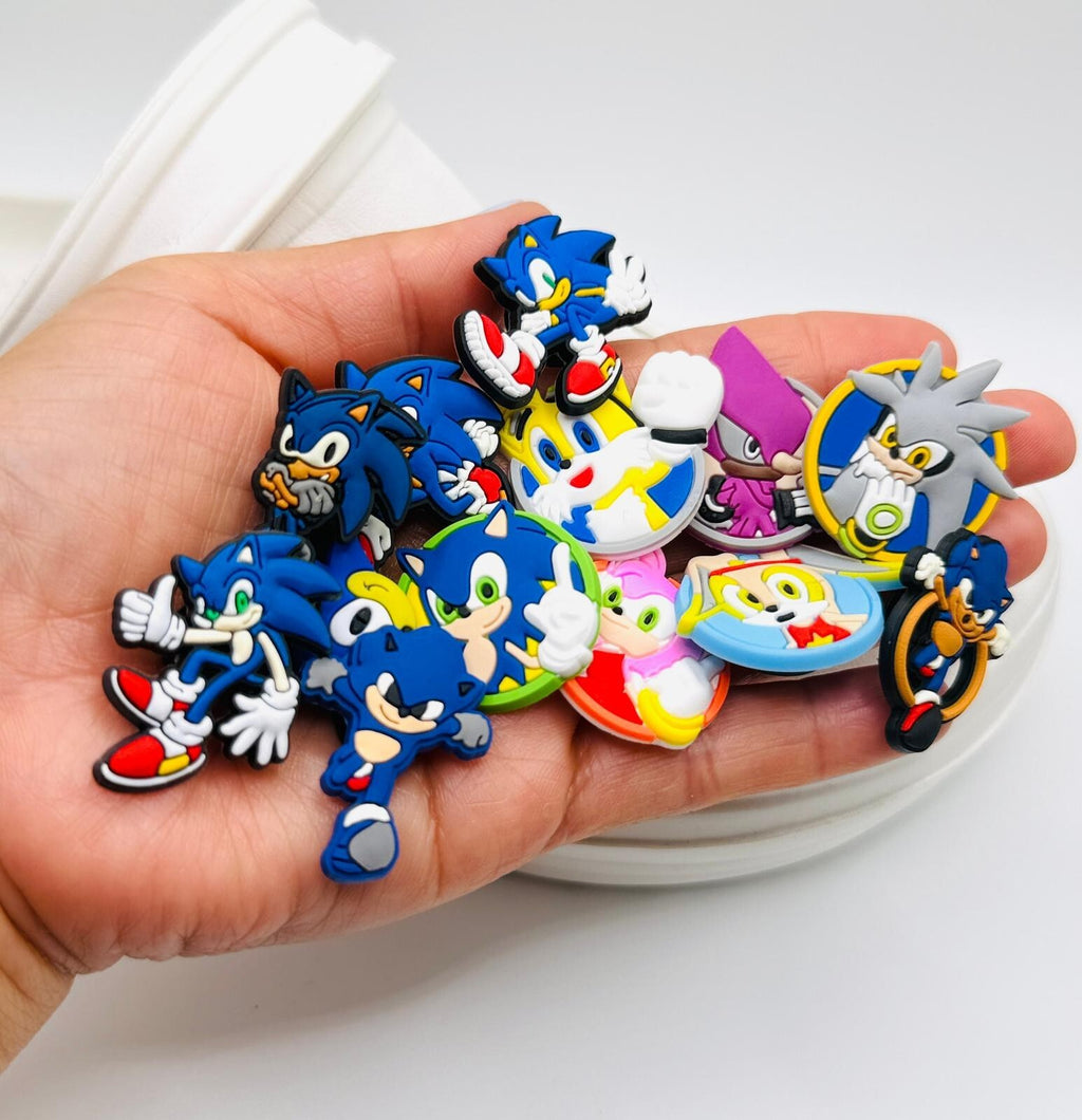 Sonic Hedgehog shoe charms, set of 13, for Crocs-style clogs