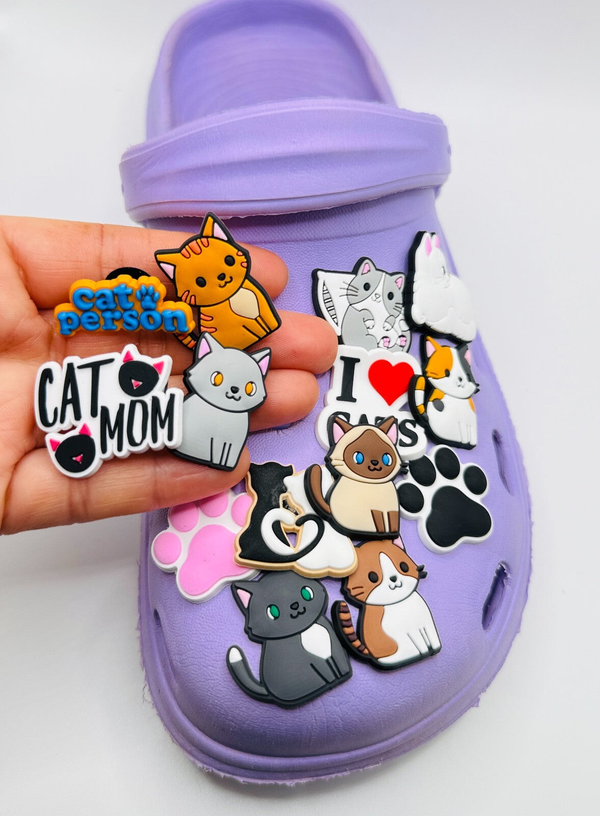 Cats shoe charms, set of 14, for Crocs-style clogs