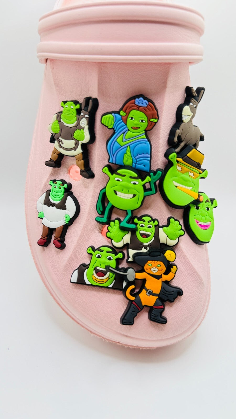 Shrek shoe charms, set of 10, for Crocs-style clogs