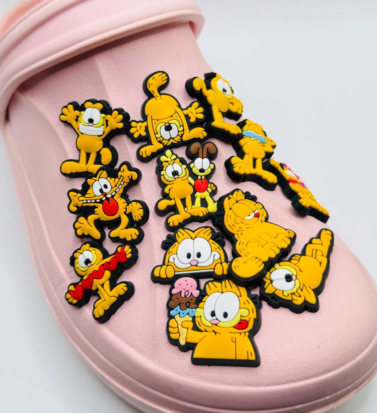 Garfield shoe charms, set of 12, for Crocs-style clogs