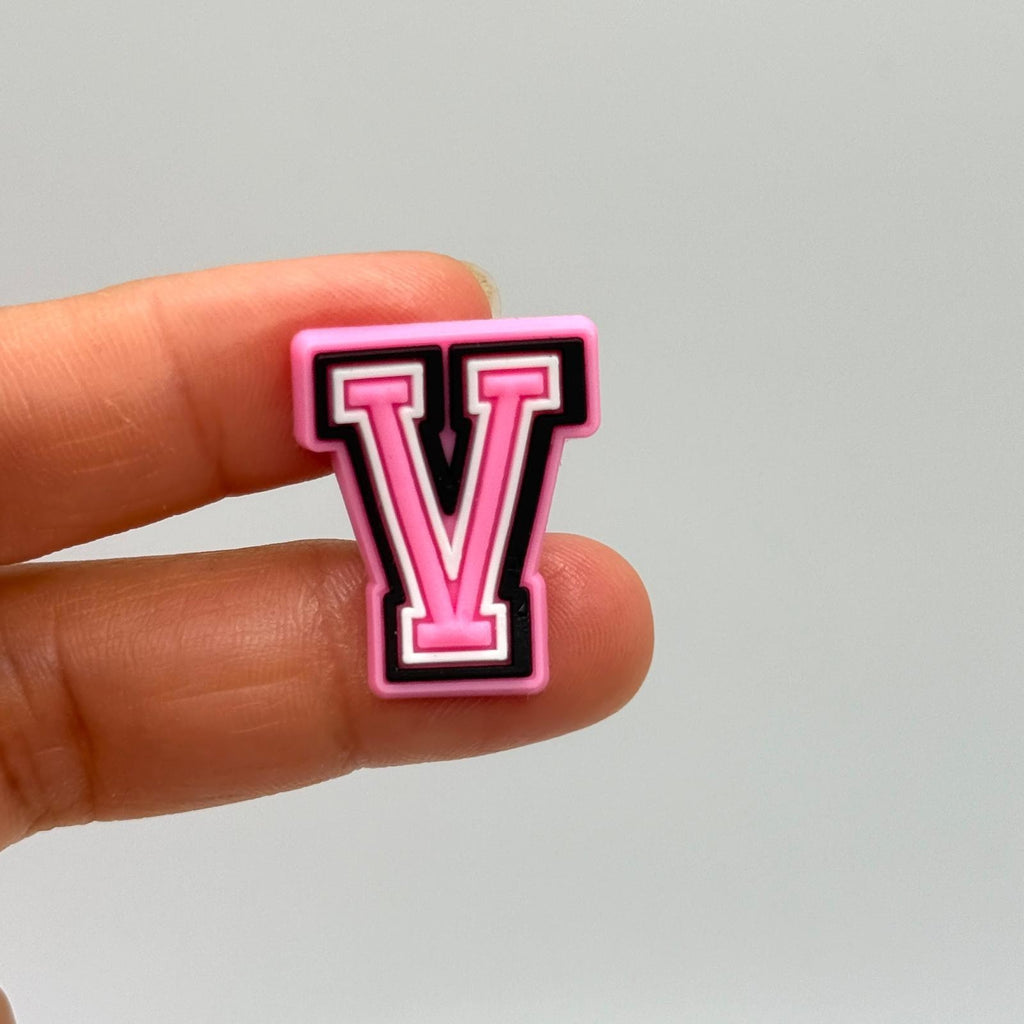 Letters Pink shoe charms for Crocs-style clogs