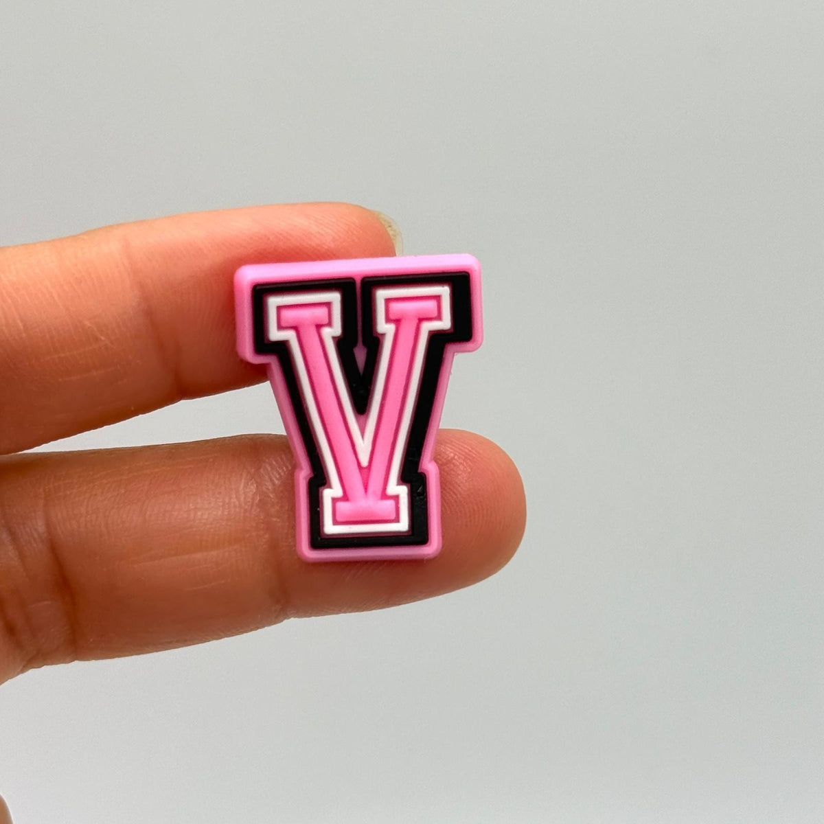 Letters Pink shoe charms for Crocs-style clogs