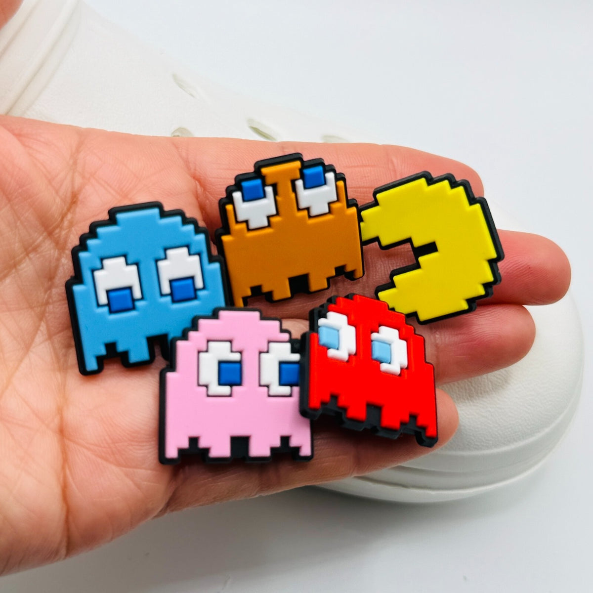 Pac-Man shoe charms, set of 5, for Crocs-style clogs