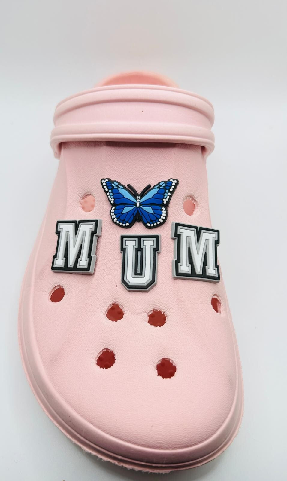 Mum Mother's Day, Grey MUM Lettering,  shoe charms, set of 4, for Crocs-style clogs