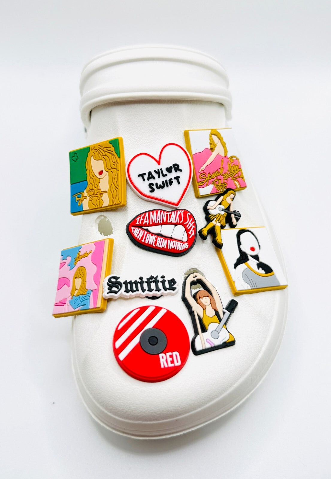 Taylor Swiftie Heart shoe charms, set of 10, for Crocs-style clogs