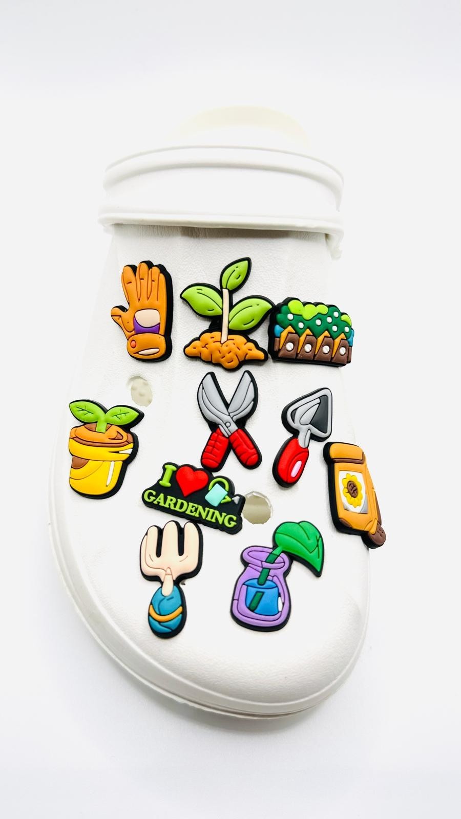Gardening shoe charms, set of 10, for Crocs-style clogs