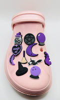 Witch shoe charms, set of 11, for Crocs-style clogs