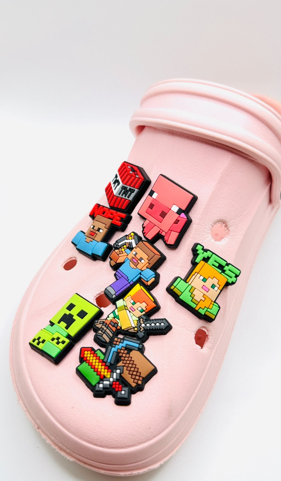 Minecraft shoe charms, set of 8, for Crocs-style clogs