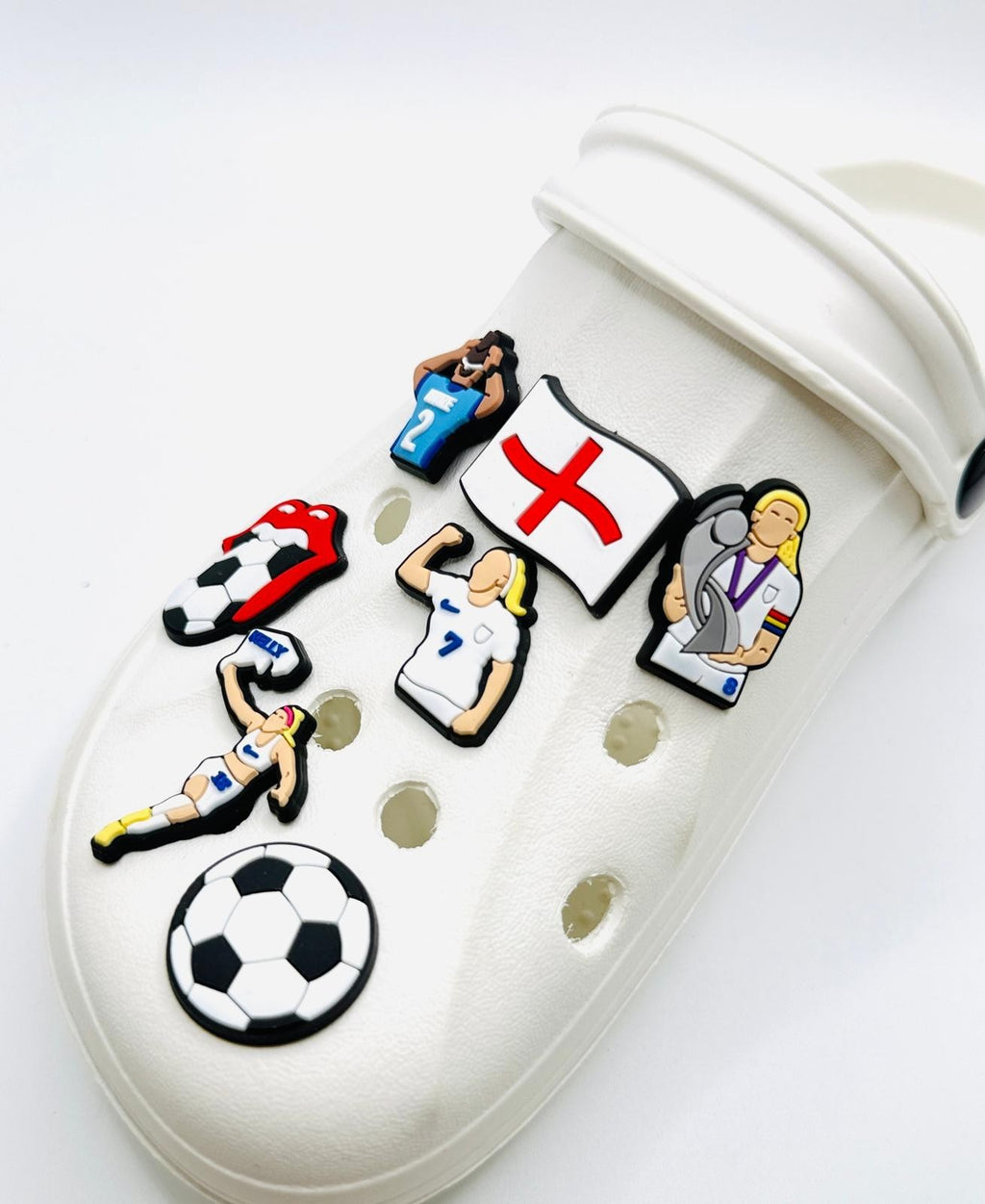 Lionesses Football shoe charms, set of 7, for Crocs-style clogs