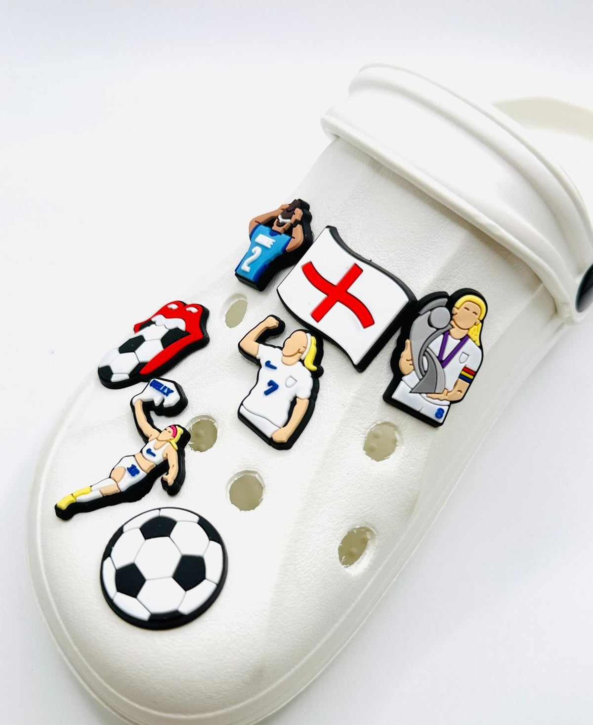 Lionesses Football shoe charms, set of 7, for Crocs-style clogs