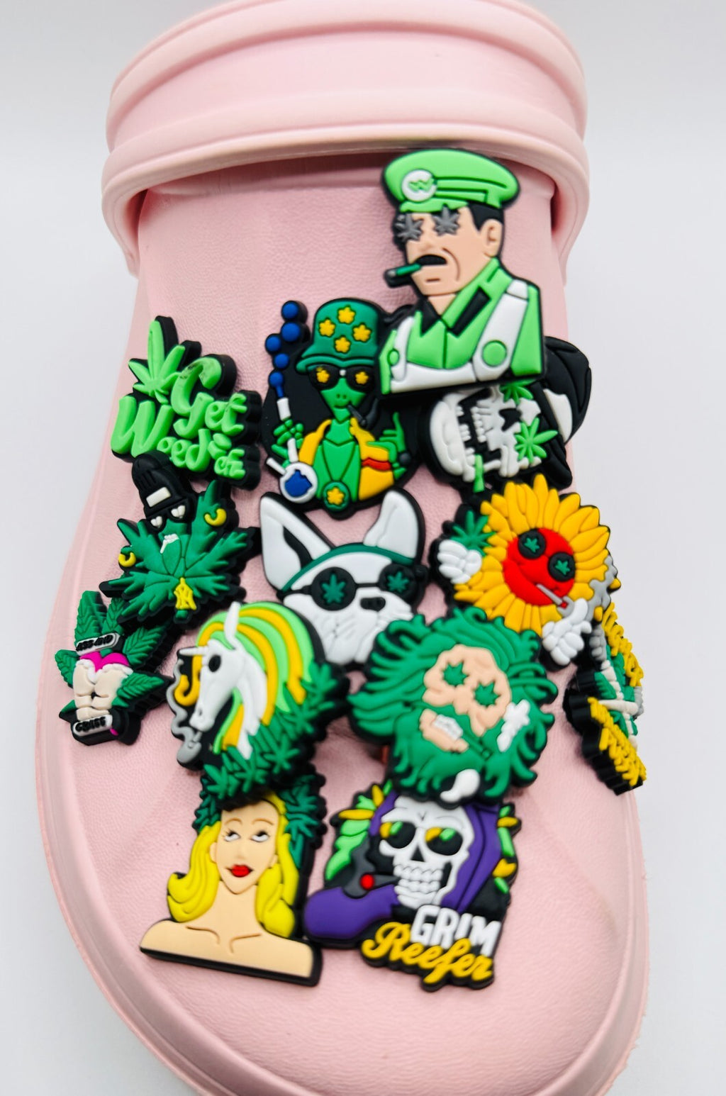 Weed shoe charms, set of 13, for Crocs-style clogs