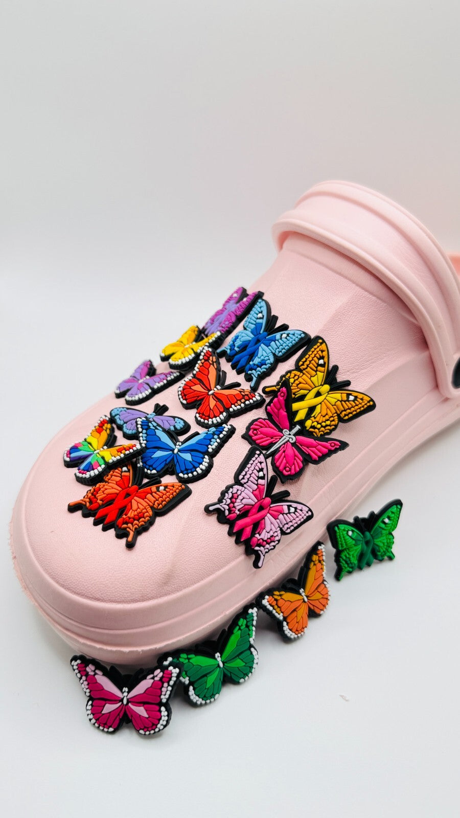 Butterfly shoe charms, set of 16, for Crocs-style clogs