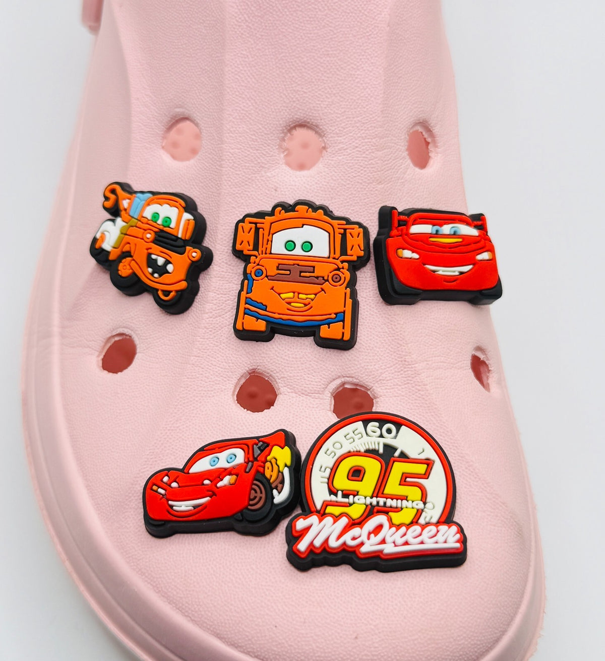 Cartoon Cars shoe charms, set of 5, for Crocs-style clogs