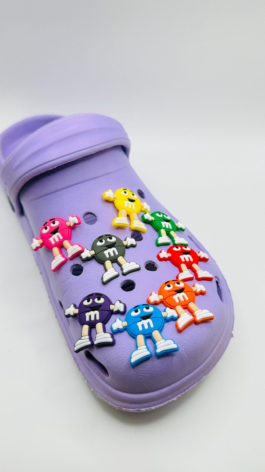 M&M's shoe charms, set of 8, for Crocs-style clogs