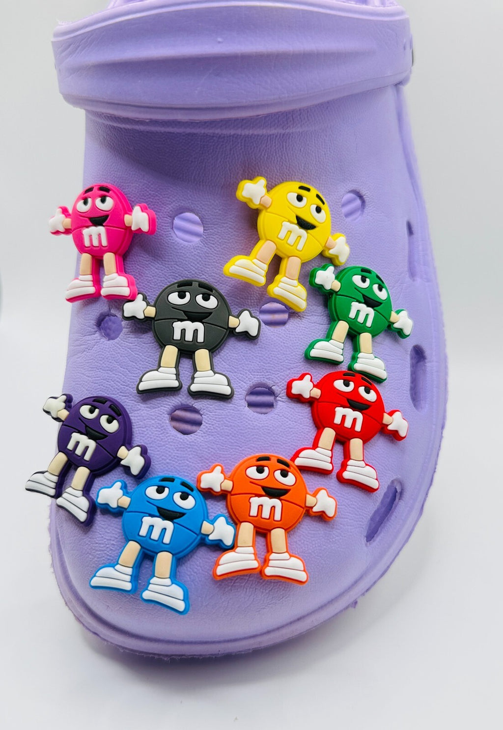 M&M's shoe charms, set of 8, for Crocs-style clogs