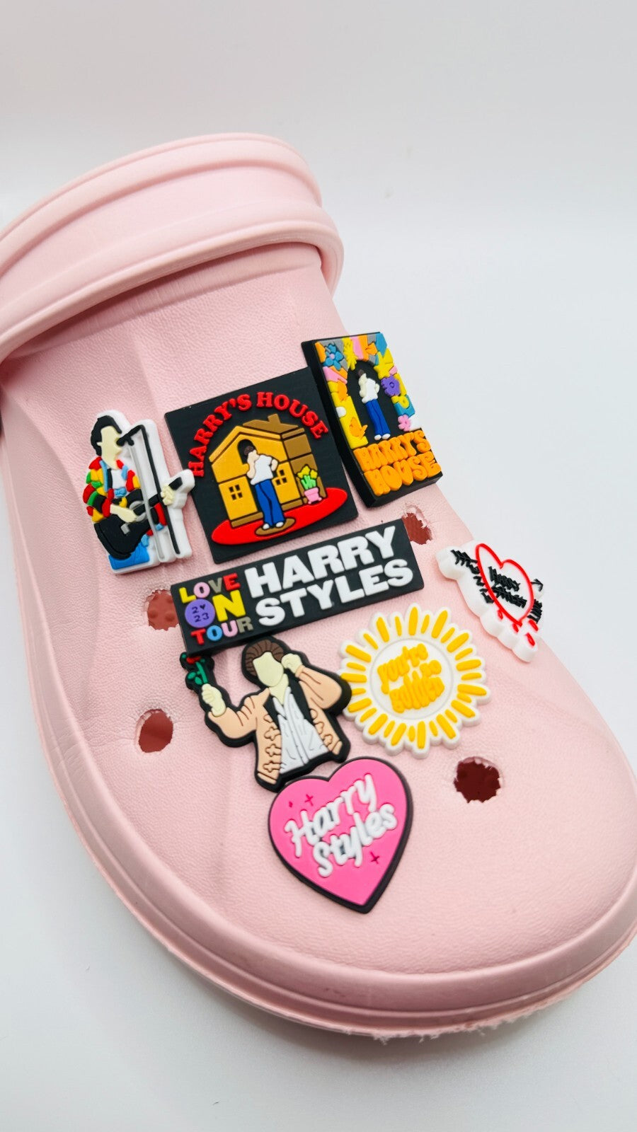 Harry Styles shoe charms, set of 8, for Crocs-style clogs