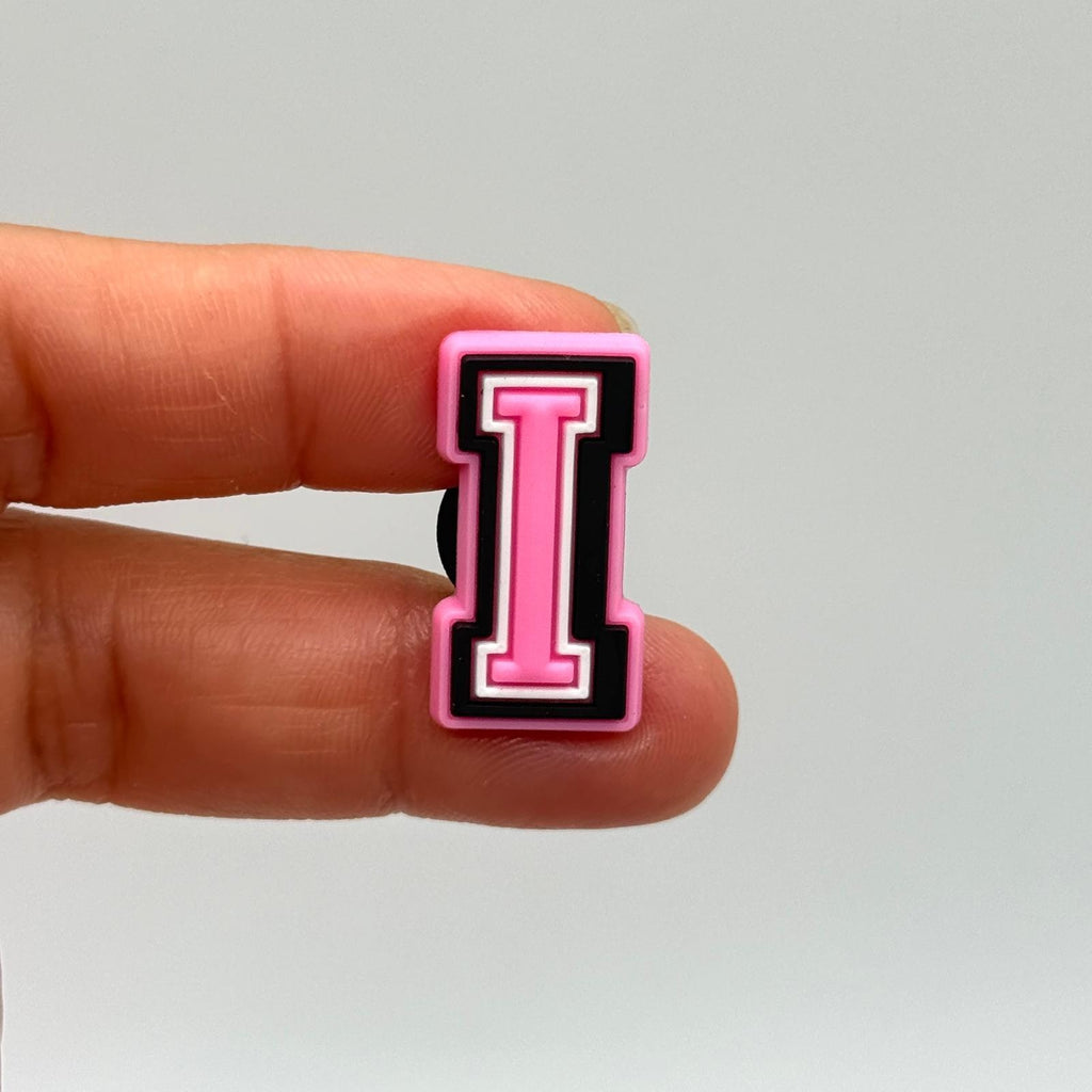 Letters Pink shoe charms for Crocs-style clogs