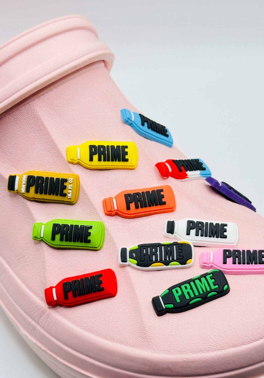 Prime shoe charms, set of 12, for Crocs-style clogs