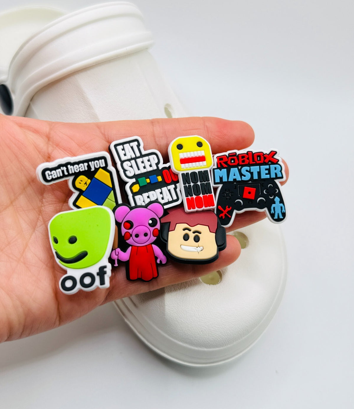 Roblok Gaming shoe charms, set of 7, for Crocs-style clogs