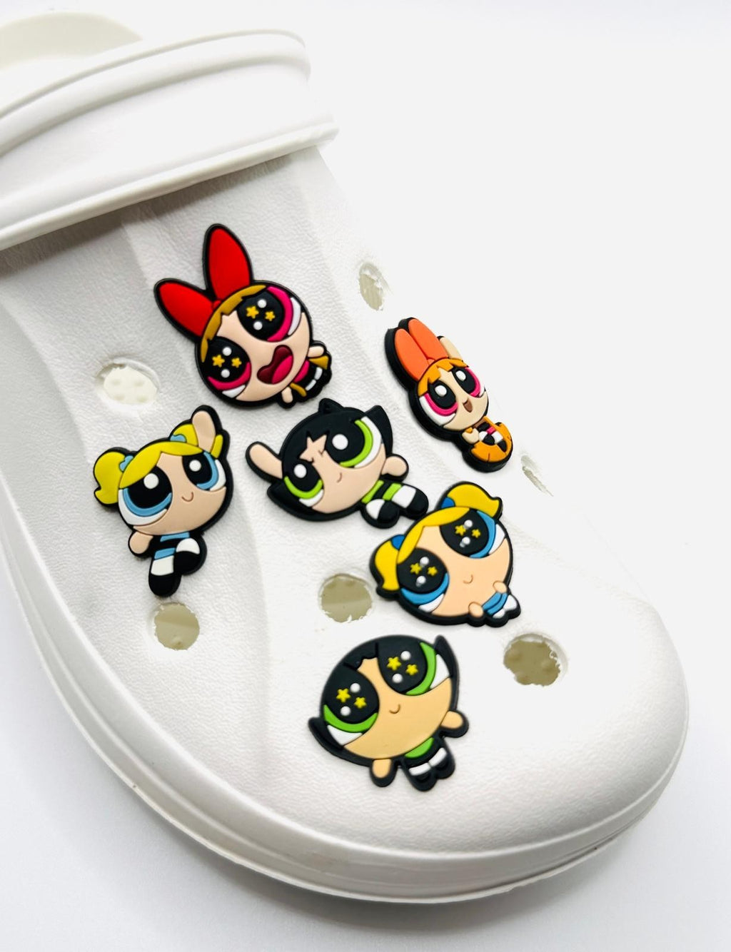 Power Puff Girls shoe charms, set of 6, for Crocs-style clogs
