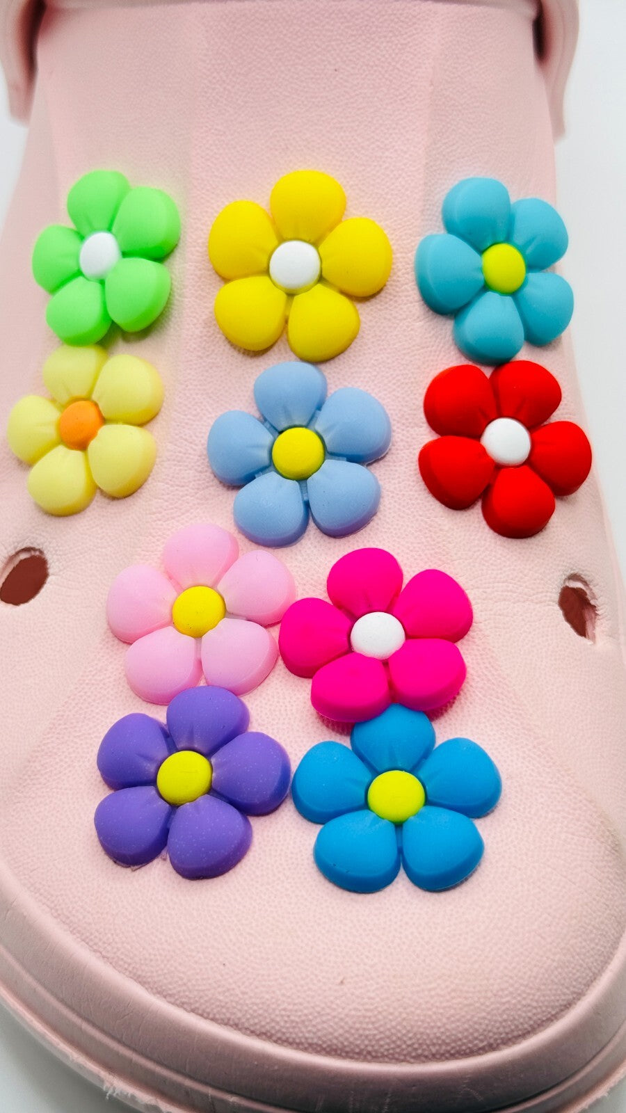 Flowers shoe charms, set of 10, for Crocs-style clogs