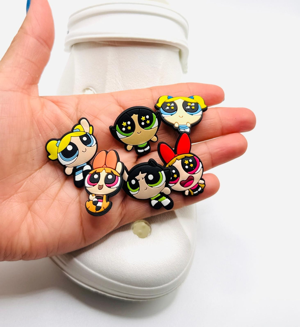 Power Puff Girls shoe charms, set of 6, for Crocs-style clogs