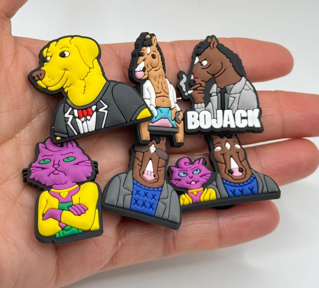 Bojack shoe charms, set of 6, for Crocs-style clogs